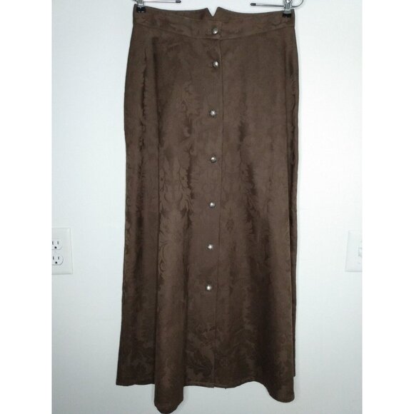Vtg Wah Maker 2 Pc Skirt Set Brown Jacket Sz 8 Maxi Skirt Sz 12 Button Front USA - Picture 7 of 10
